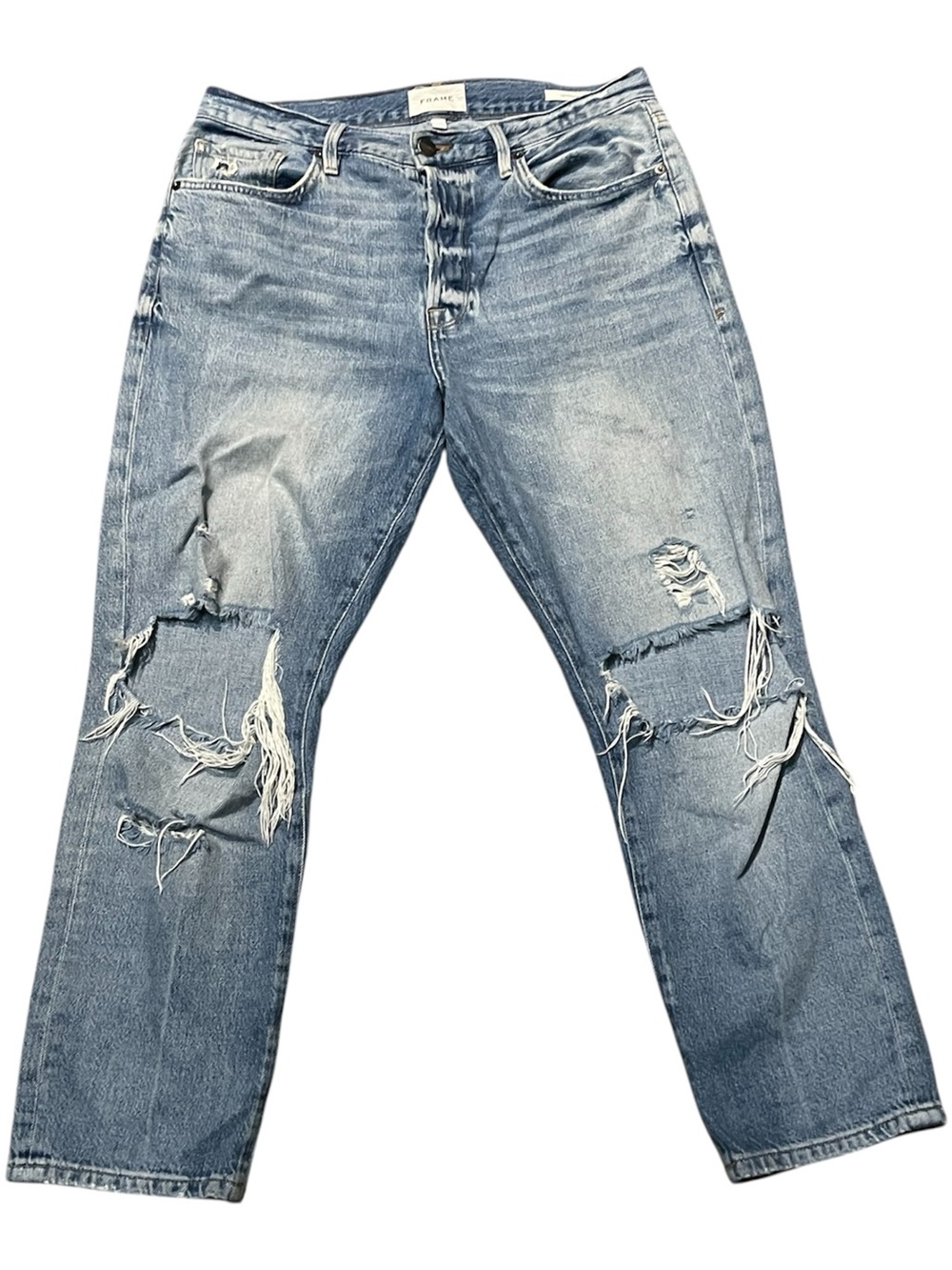 Frame Denim Men's Light Blue Distressed Relaxed Jeans